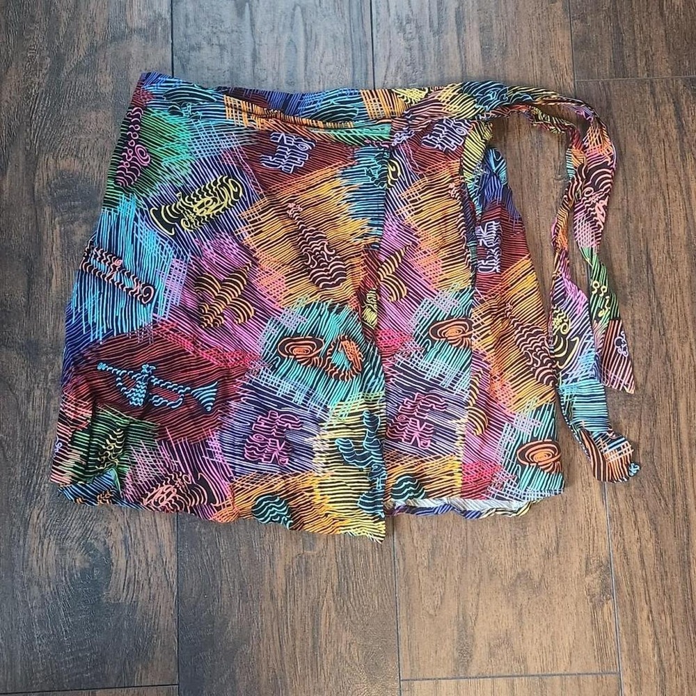 BayouWear Womens Jazz Print Wrap Skirt Colorful Rayon Made in USA Size M